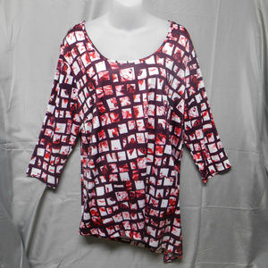 NWOT Isabel + Alice burgundy white asymmetrical 1X